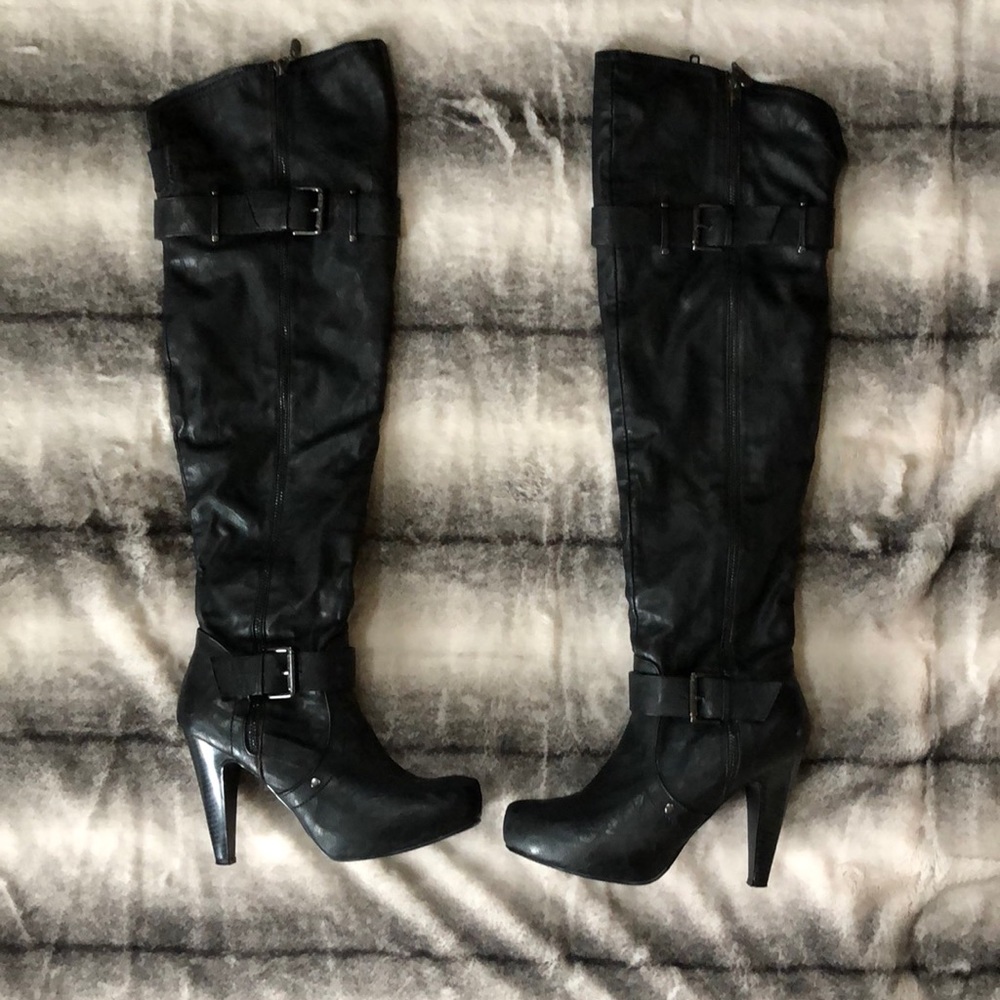Guess thigh high black boots